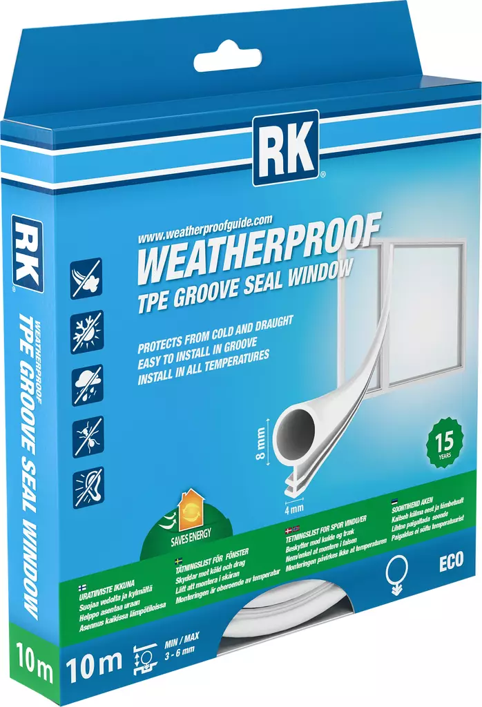 RK Uratiiviste Ikkuna Valkoinen 8mm x 10m - Ikkuna- ja ovitiivisteet - 0008815 - 1