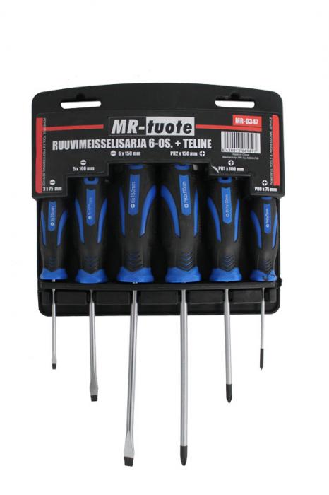 Ruuvimeisselisarja 6-os. + teline - Meisselisarjat - 0006665 - 1