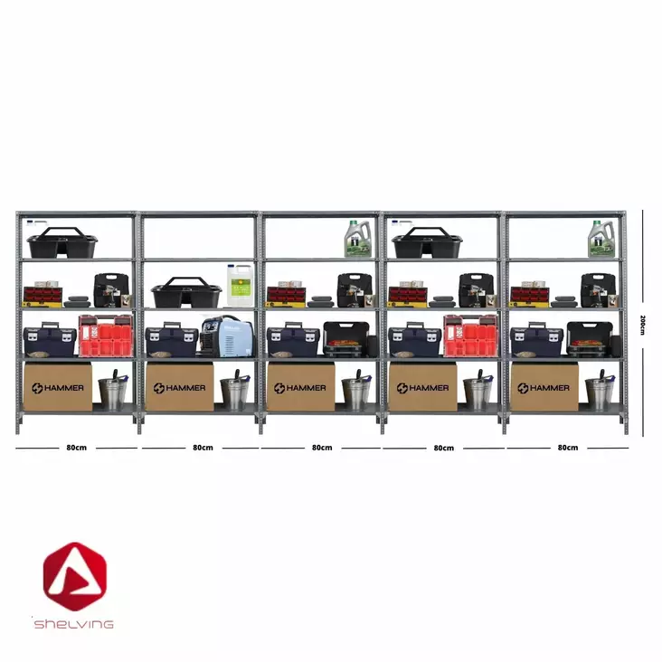 Shelving varastohylly 200x400x40cm 5-modulia - Varastohyllyt - 0016465 - 1