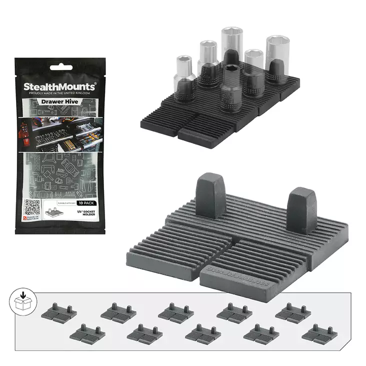 Stealth Mounts Drawer Hive, hylsypidike 1/4" 10kpl - Työkalujen säilytystelineet - 0020825 - 1