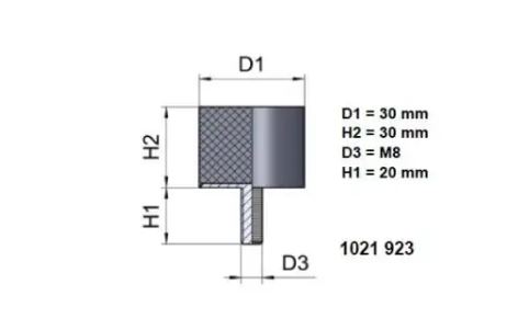 Tasapäinen puskin 685 30/30mm M8 2kpl - Kumieristimet - 0012715 - 1