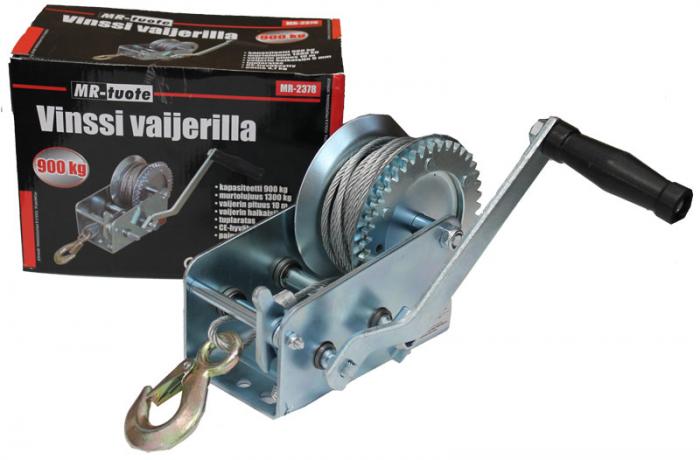 Vinssi vaijerilla 900 kg, tuplaratas, 5 mm x 10 m - Vinssit - 0006635 - 1
