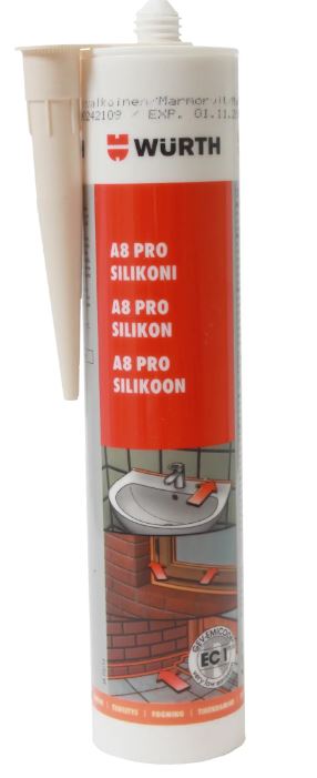 Wurth silikoni A8 Pro marmorinvalkoinen 310ml - Silikonit ja akryylimassat - 0010565 - 1