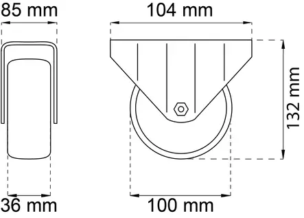 Habo vaunupyörä 100mm kumi sinkitty kiinteä - Kalustepyörät - 0008416 - 3
