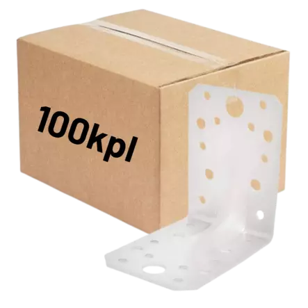 Kulmalevy 90x90x65x2,5mm valkoinen 100kpl (LTK) - Kulmalevyt - 0022386 - 1