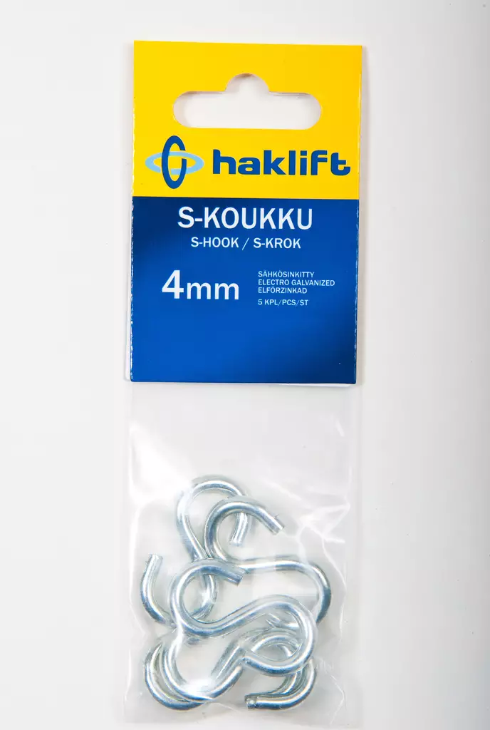 Haklift s-koukku 4mm 5kpl - Katto- ja kulmakoukut - 0003366 - 1