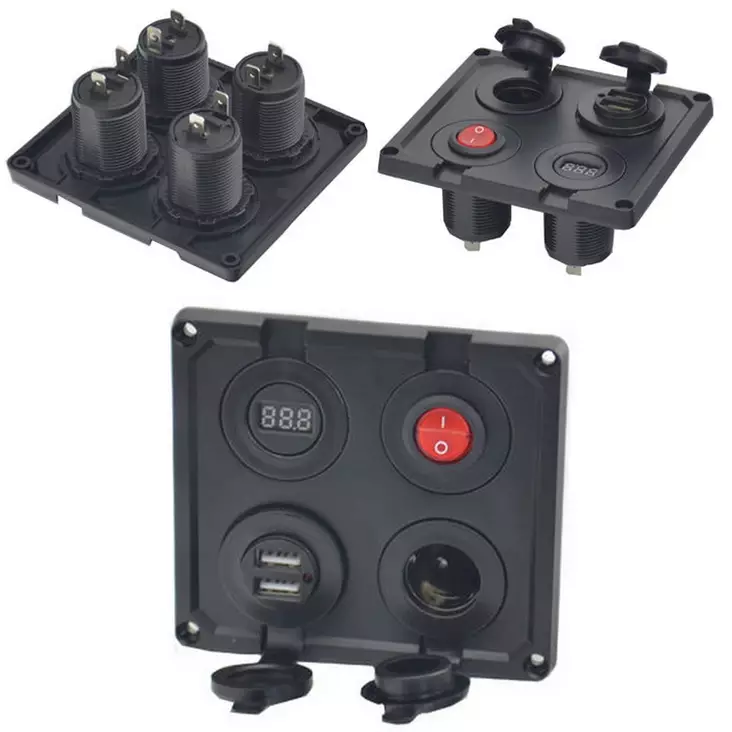 Kytkinpaneeli upotettava 2xUSB tupakansytytinpistoke - Johdot ja asennustarvikkeet - 0009366 - 1