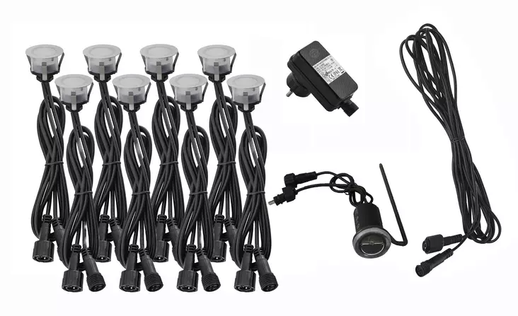 Led Energie Terassi- ja porrasvalosarja hämäräkytkimellä IP44/IP65 8x0,4W 3000K RST - Ulkovalaisimet - 0016946 - 1