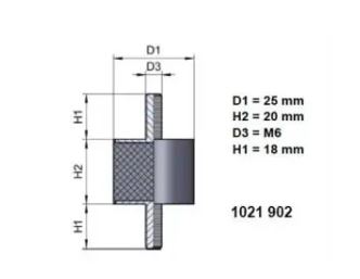 Lieriöeristin pulteilla 525 25/20mm M6 2kpl - Kumieristimet - 0012706 - 1