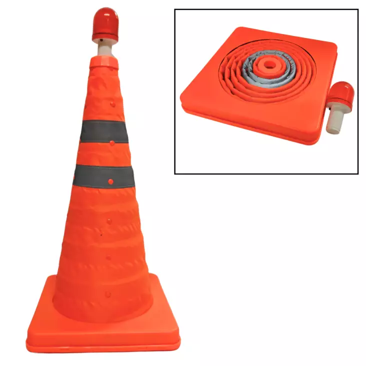 Liikenteenohjauskartio 50cm Kokoontaitettava + varoitusvalo - Kartiot ja tolpat - 0020106 - 1