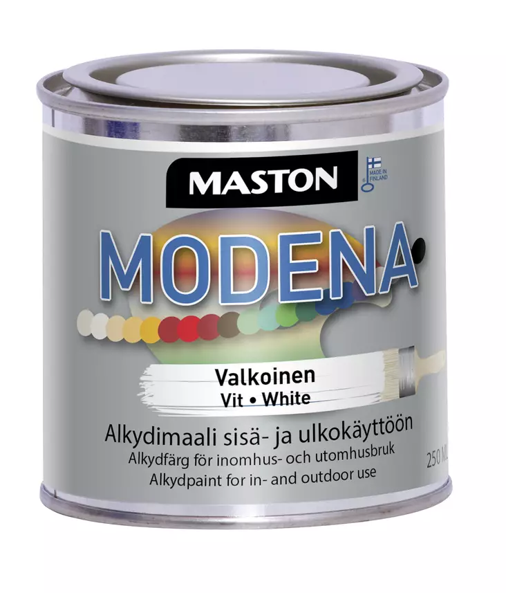 Maston maali Modena valkoinen 250ml - Metalli- ja ruosteenestomaalit - 0000216 - 1