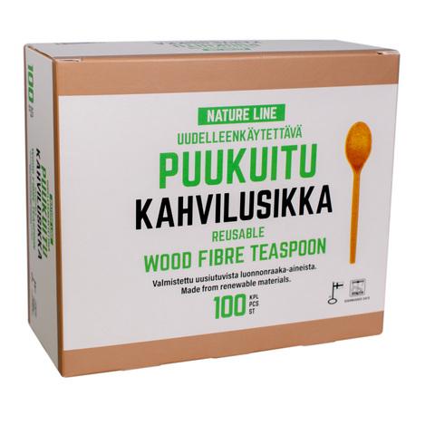 Natur Line Puukuitukahvilusikka 13cm 100kpl/pkt - Kertakäyttöastiat - 0012346 - 1