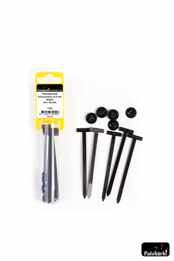 Palokärki Vetonippuside Kiristyskanta 14,8mm Musta 4,8x90mm 5kpl - Auton sisätilatarvikkeet - 0022176 - 1