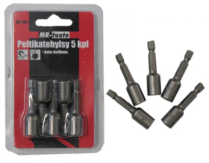 Peltikatehylsy 5 kpl, 8x48 mm - Hylsy- ja työkalusarjat - 0006686 - 1