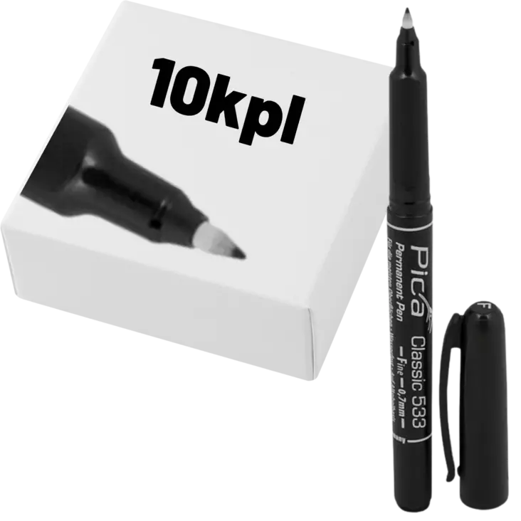 Pica Merkintätussi musta ohut F 0,7mm 10kpl - Merkkauskynät ja tussit - 0022356 - 1