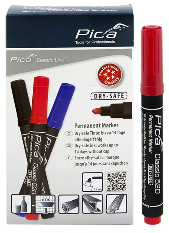 Pica Merkintätussi pyöreä punainen 1-4mm 10kpl - Merkkauskynät ja tussit - 0022346 - 1