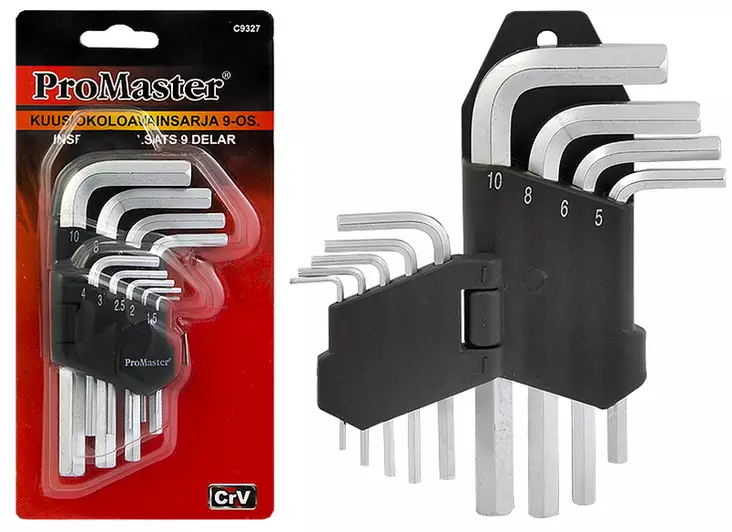 Promaster kuusioavainsarja 9-os. 1,5-10mm - Kuusiokoloavaimet - 0005906 - 1