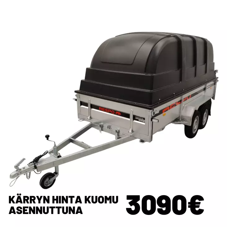 Respo peräkärry 150x350cm teliakselistolla, Jaxal kuomulla - Peräkärryt - 0014936 - 1