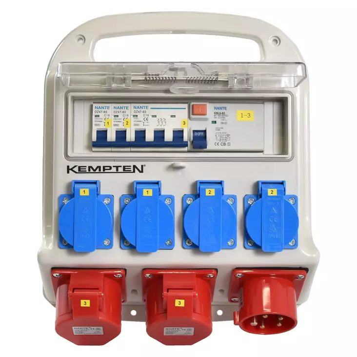 Työmaa-alakeskus 2x16A+4schuko, vikavirtasuojalla ja sulakkeilla - Työmaakeskukset - 0020666 - 1