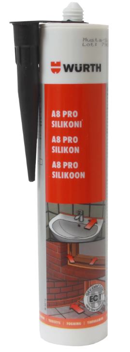 Wurth silikoni A8 Pro musta 310ml - Silikonit ja akryylimassat - 0010566 - 1