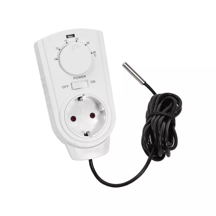 Axxel Termostaatti/Lämpötilavahti 3m anturijohdolla - Muut sähköasennustarvikkeet - 0017817 - 1