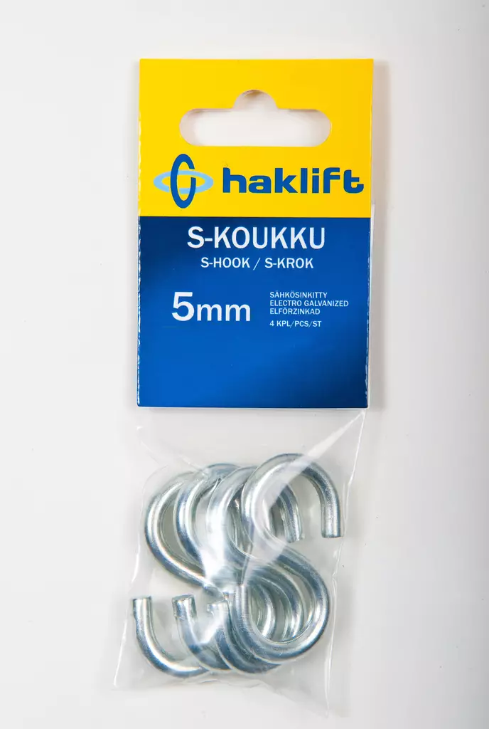 Haklift s-koukku 5mm 4kpl - Katto- ja kulmakoukut - 0003367 - 1