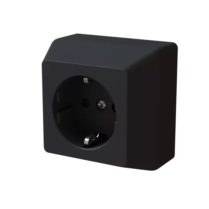 Harju Hiili pintapistorasia 1-os musta - Pinta-asennus rasiat ja kytkimet - 0009897 - 1