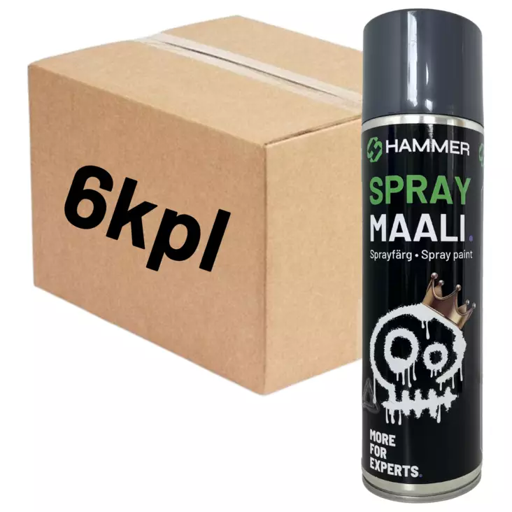 HS Hammer Spraymaali tummanharmaa RR23 puolikiiltävä 500ml LAATIKKO (6kpl) - Spraymaalit - 0019757 - 1