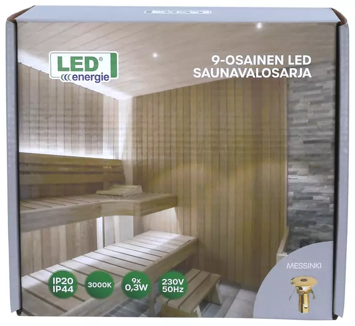 Led Energie LED saunavalosarja 9-osainen, messinki (teflon) - Kylpyhuone- ja saunavalaisimet - 0004167 - 1