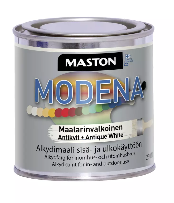 Maston maali Modena maalarinvalkoinen 250ml - Metalli- ja ruosteenestomaalit - 0000217 - 1