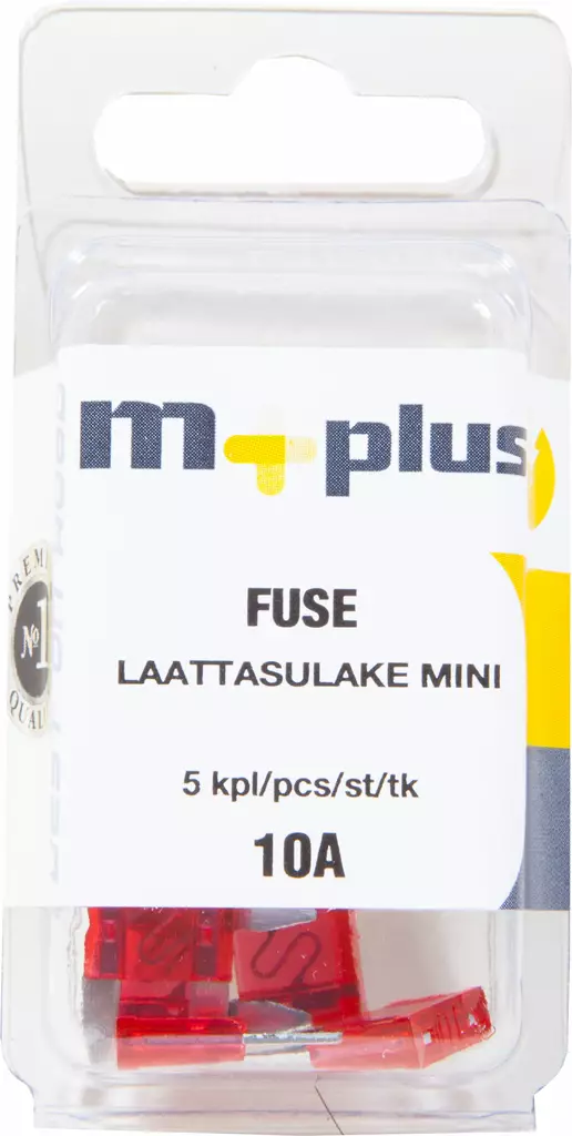 M+ MINI laattasulake 10 A punainen 5kpl - Sulakkeet ja rasiat - 0008257 - 1