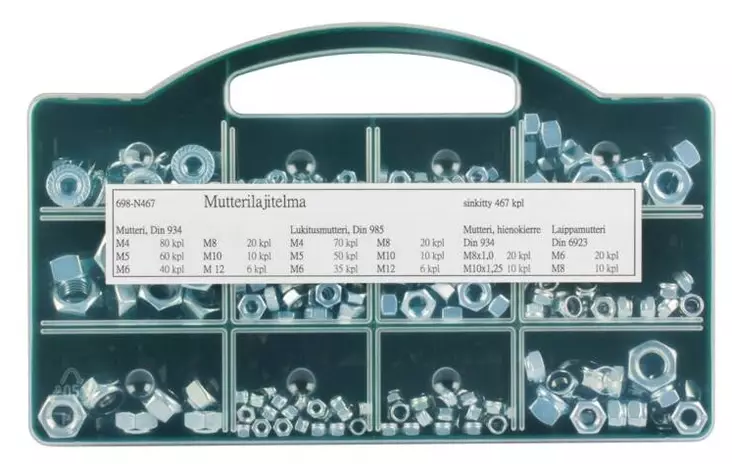 Mutterilajitelma Sinkitty 467kpl - Mutterit - 0019857 - 1