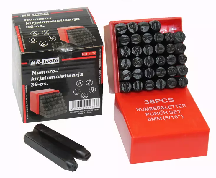 Numero-/ kirjainmeistisarja 8 mm, 36-os. - Tuurnat ja reikämeistit - 0006707 - 1
