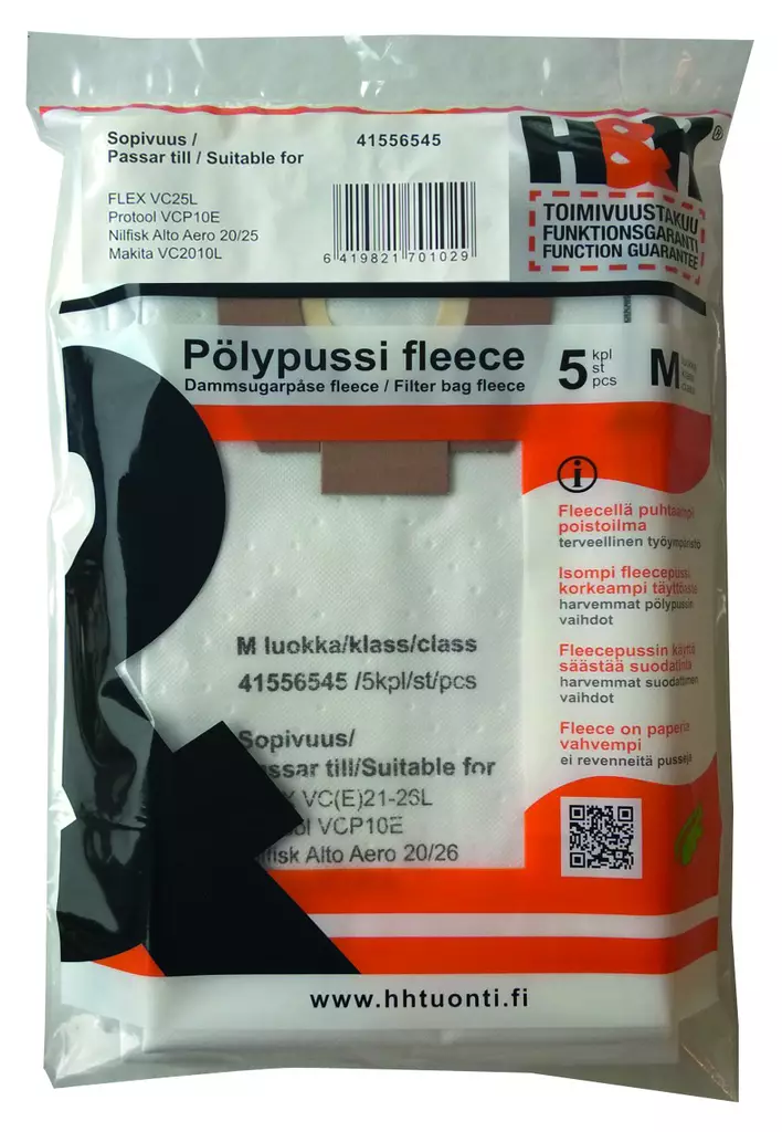 Pölypussi fleece 5kpl, VC21 - Imurien pölypussit ja suodattimet - 0004807 - 1