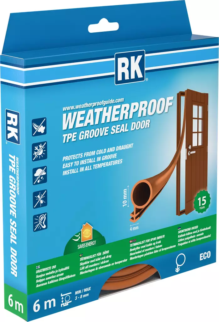 RK Uratiiviste Ovi Ruskea 10mm x 6m - Ikkuna- ja ovitiivisteet - 0008817 - 1