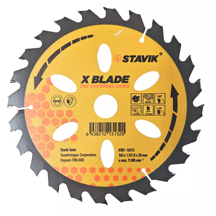 Stavik Pyörösahanterä 165x24Tx20mm, 1.5mm - Pyörösahanterät akkukoneisiin - 0020247 - 1