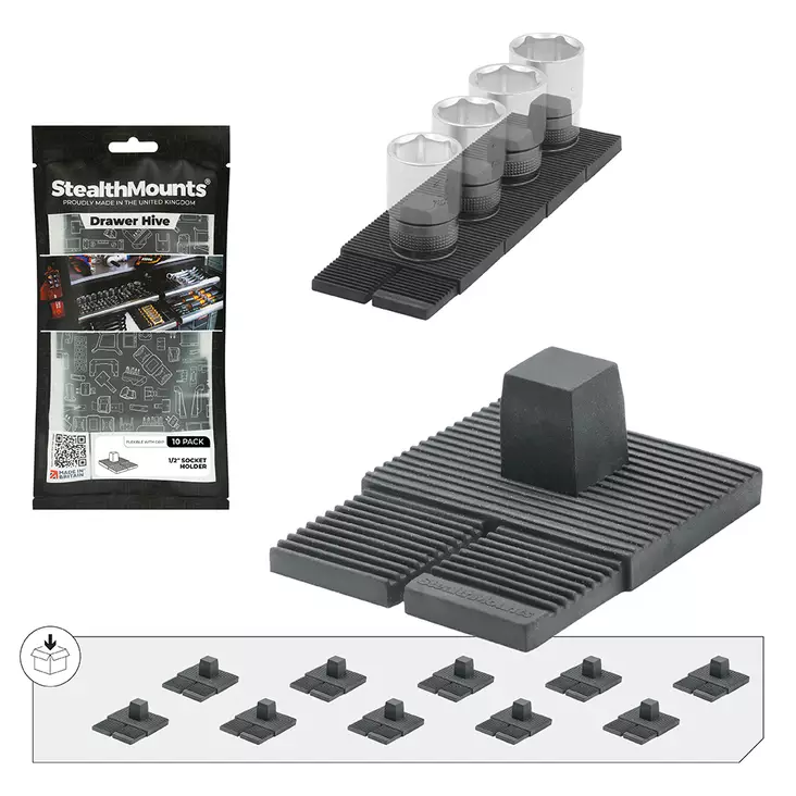 Stealth Mounts Drawer Hive, hylsypidike 1/2" 10kpl - Työkalujen säilytystelineet - 0020827 - 1
