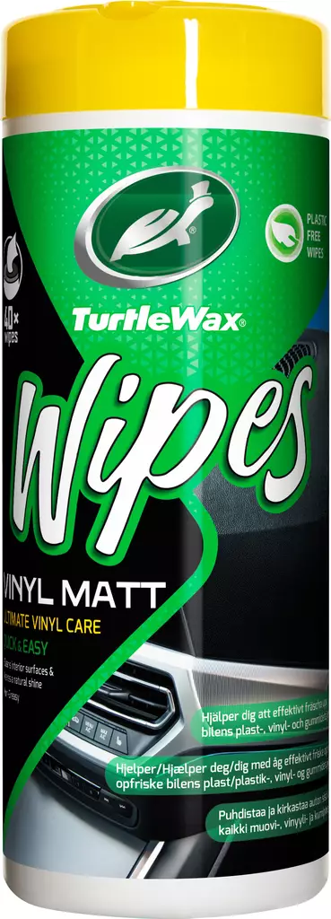 Turtle Wax Wipes purkki Kumi&Muovi matta 40kpl - Pesuvälineet - 0011477 - 1
