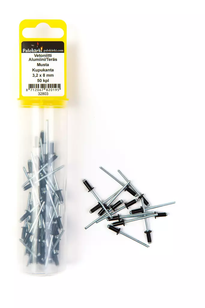 Vetoniitti 50kpl kupukanta 3,2x8mm AL/A2 musta - Vetoniitit ja niittimutterit - 0001707 - 2