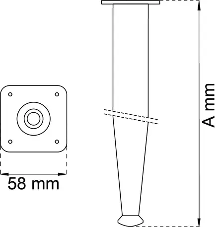 Habo putkijalka 150mm mattanikkeli - Kalustejalat - 0008428 - 3