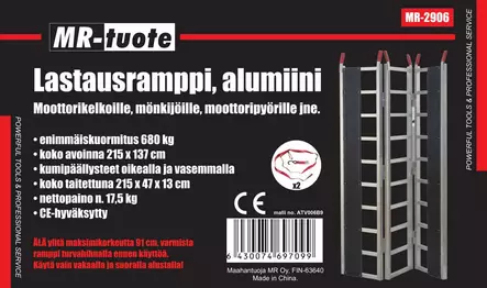 Lastausramppi 215x137cm, 680kg, alumiini - Apupukit ja ajorampit - 0021368 - 1