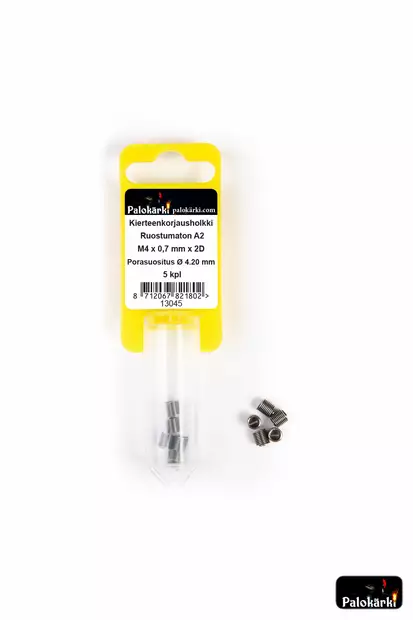 Palokärki Kierteenkorjausholkki ruostumaton A2 M4x0,7mmx2D Porasuositus Ø 4.20mm 5kpl - Kierteiden korjaus - 0022168 - 1