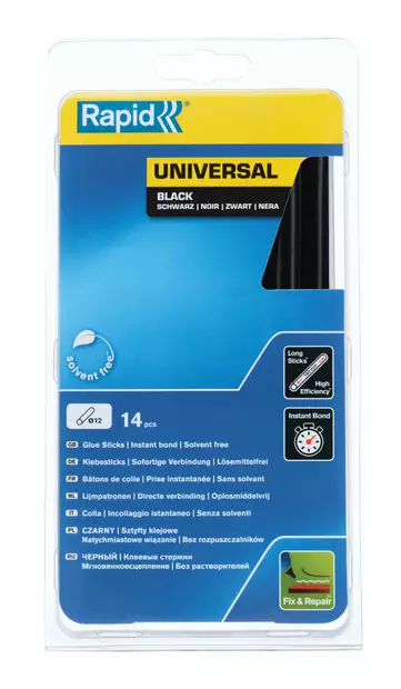 Rapid Liima 12mm pitkä 14kpl Yleis.Musta - Yleisliimat - 0008078 - 1