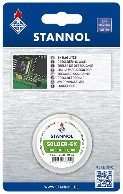 Stannol Juotoksenpurkunauha Solder-Ex 1,5mm/1,6m - Juotoskolvit ja tarvikkeet - 0006298 - 1