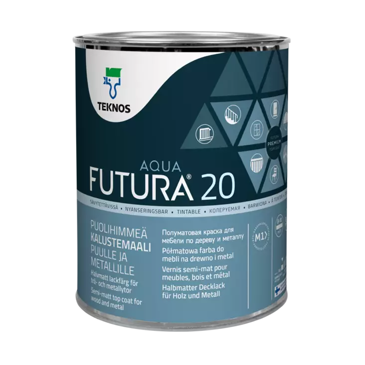 Teknos Kalustemaali Futura Aqua 20 Puolihimmeä A-Pohja 0,9L - Kalustemaalit - 0019968 - 1