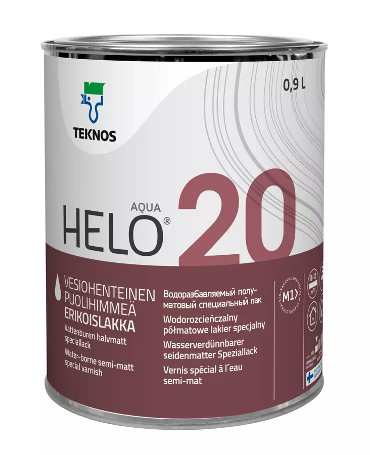 Teknos Erikoislakka Helo Aqua 20 Puolihimmeä 0,9L - Lakat - 0019978 - 1