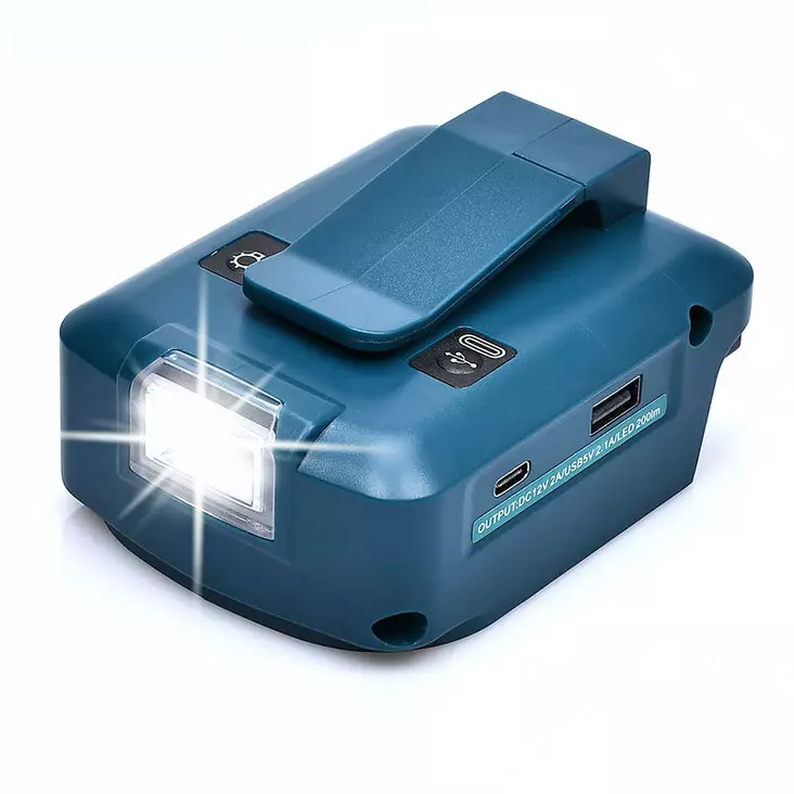 Akkuadapteri Makita 18V akku - 1xUSB-A + 1xUSB-C, valo - Akkuadapterit - 0017298 - 1