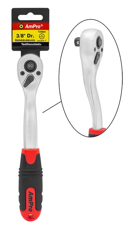 Ampro räikkäväännin 3/8" 90-hampainen - Raikkävääntimet ja nivelvääntimet - 0005658 - 1