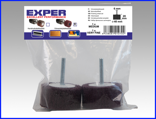 Exper Viimeistelylaikkasetti 40x20x6mm 2kpl - Liuskahiomalaikat, lamellilaikat - 0003598 - 1