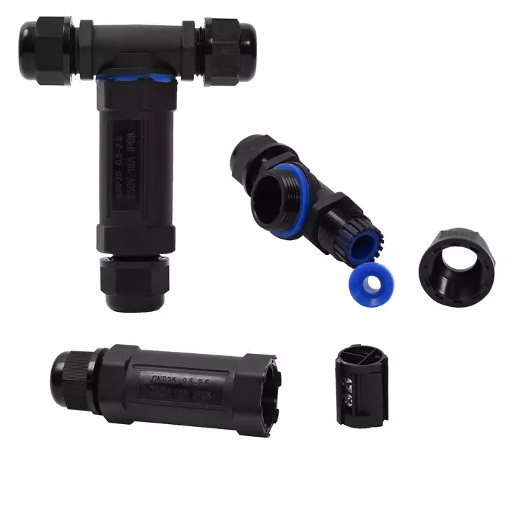 Finbullet t-jatkoliitin 3-napainen ip68 - Liittimet ja tarvikkeet - 0009318 - 1